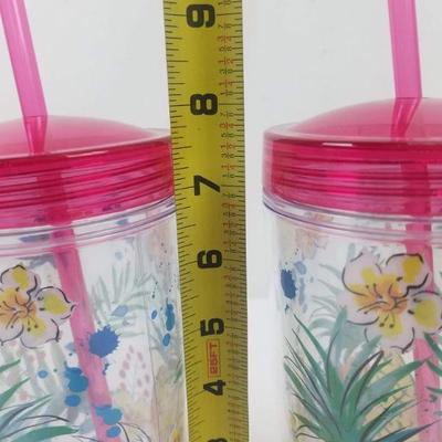 Pineapple Cups with Lids & Straws - Double Walled - New