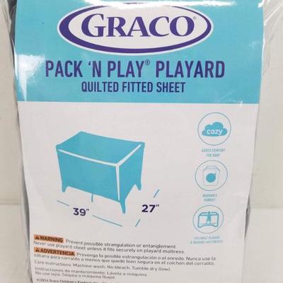 Quilted Fitted Sheet for a Graco Pack 'N Play Playard. Gray - New