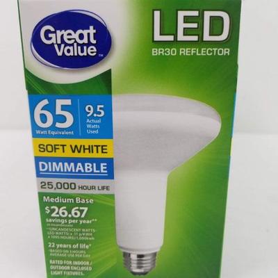 4 LED Light  Bulbs 65W Equivalent, Soft White, Dimmable - New