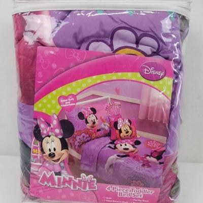 Disney Minnie Mouse 4-piece Toddler Bed Set - New
