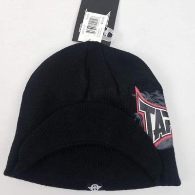 Tap Out Beanie with Visor/Brim, Black & Red - New