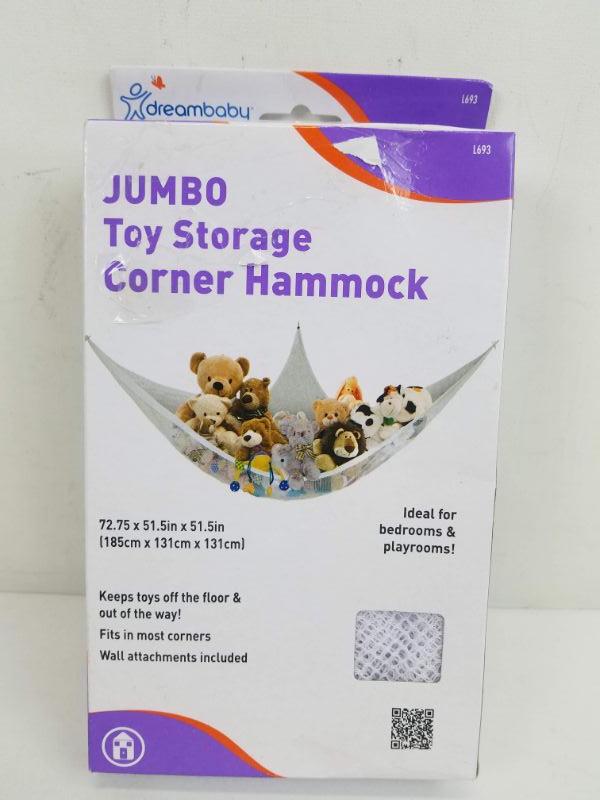 Jumbo Toy Storage Corner Hammock. White New