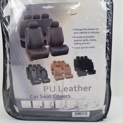 Car Seat Cover, Faux Leather, BACK SEAT ONLY, Gray - New