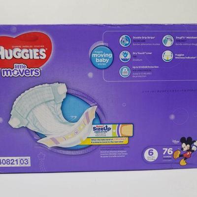 Huggies Little Movers Size 6 Diapers, Qty 76 Sealed Box - New