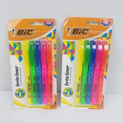 Bic Brite Liner Highlighters, 2 sets of 5 - New