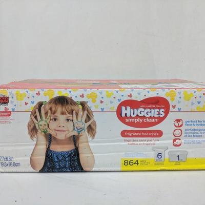 Huggies Fragrance Free Wipes, 864 Count - New
