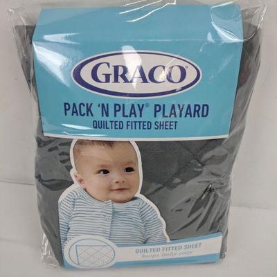 Graco Pack 'N Play Playard Quilted Fitted Sheet, Gray - New