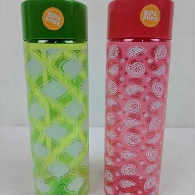 Pink & Green 30 oz Water Bottles, BPA Free - New