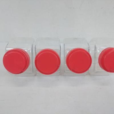 Clear/Red Plastic Containers, 4 - New