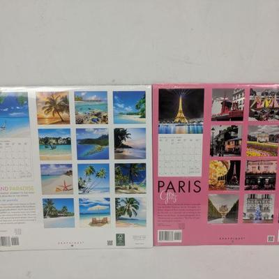 Island Paradise, Paris Glitz 16-Month 2019 Calendar - New