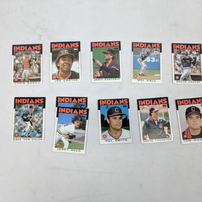 1986 TOPPS Indians Players, 11 Cards