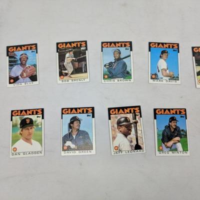 1986 TOPPS Giants Players, 9 Cards