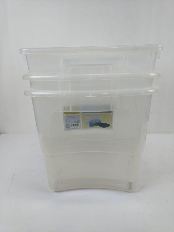 3 Clear Storage Bins Without Lids