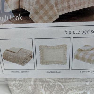 Comforter & Quilt 5 Piece Bed Set, Twin - Pillow Tags Cut Off