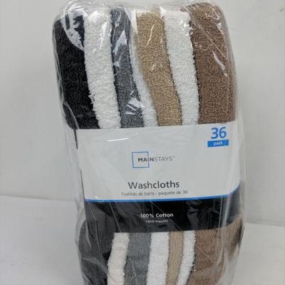 Mainstays Washcloths 36 Pack - New