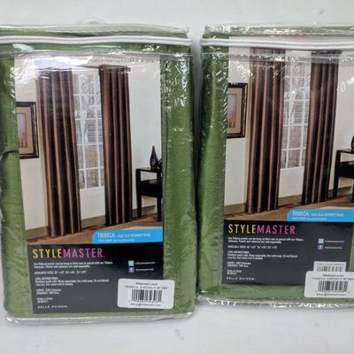 Style Master Emerald Green Faux Silk Grommet Panels, 2 Pack, 56