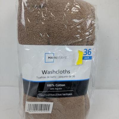 Mainstays Washcloths 36 Pack - New