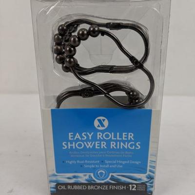 Easy Roller Shower Rings, Oil Rubbed Bronze Finish, 12 - New
