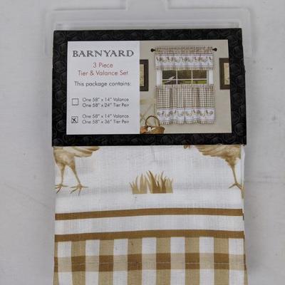 Barnyard 3 Piece Tier & Valance Set, 58