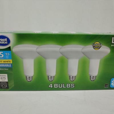LED 65 Watt Soft White Dimmable Bulbs, 4 - New