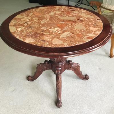 Lot 329 - Marble-Inlaid Round Table 