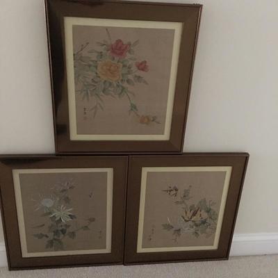 Lot 312 - Trio of Botanical Asian Artwork 