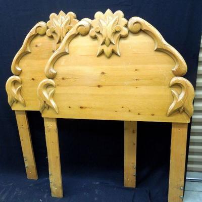 Lot 214: Pair Twin Carved Headboards