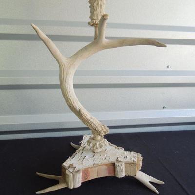 Lot 99: Deer Antler Candle Holder on Birch Base