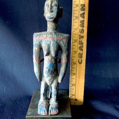 Lot 76: Antique African Effigy Carving with Brass Stand 19th - 20th Century