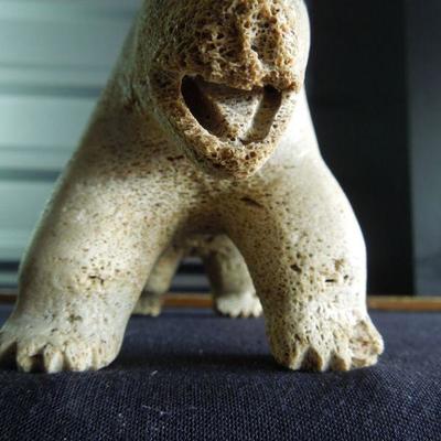 Lot 109: Carved Bone Polar Bear Inuit Art 19th -20th Century