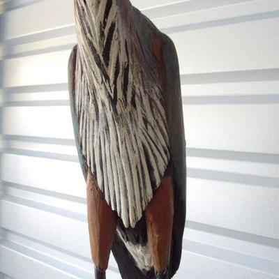 Lot 48: Lifesize Artisan Wood Carving of Blue Heron on Driftwood