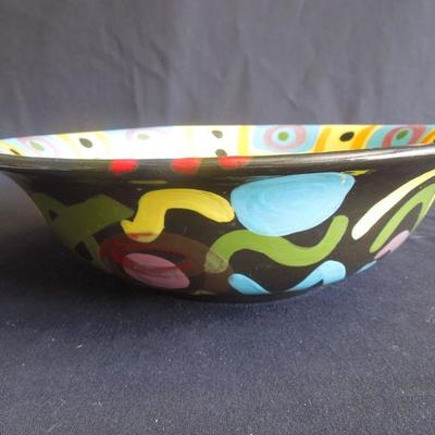 Lot 128: Handpainted Festive Ceramic Bowl and Plate
