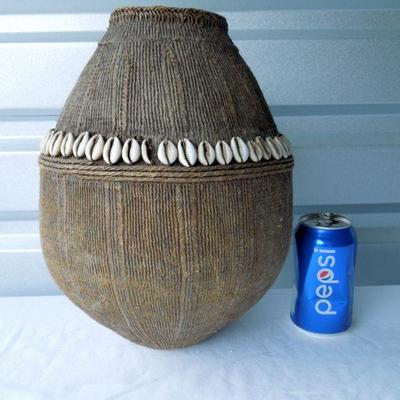 Lot 52: Antique Ethiopian Turkana Lidded String Milk Jar