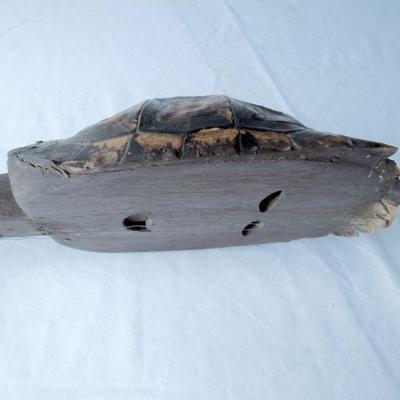 Lot 53: Antique Wood Carved Tortoise Shell 3 String Native Dulcimer Banjo