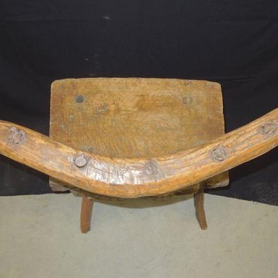 Lot 216: Primitive Hand Hewn Stick Back Chair Early 19th Century
