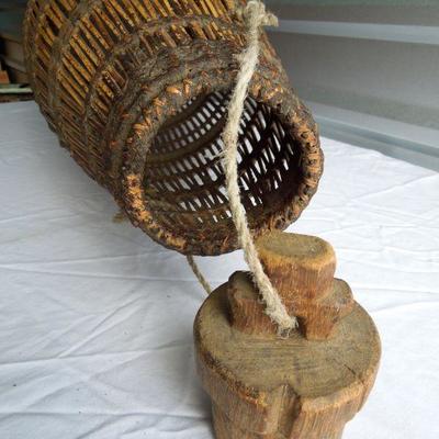 Lot 44: Large Antique Native American Fish Trap Basket 