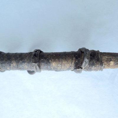 Lot 54: Antique African Ceremonial Staff With Antlered Brass Rings