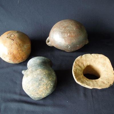 Lot 81: Group of Four Primitive Drinking or Storage Vessels