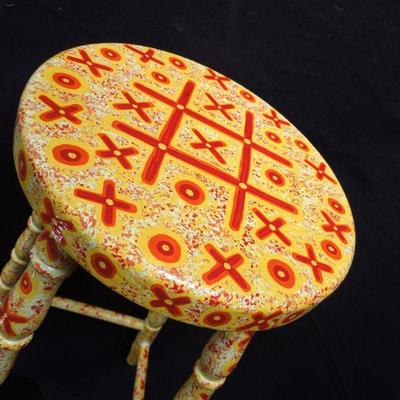 Lot 68: Tole Painted Wooden Bar Stool