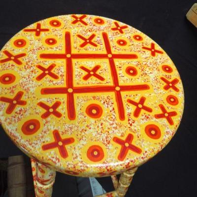 Lot 68: Tole Painted Wooden Bar Stool