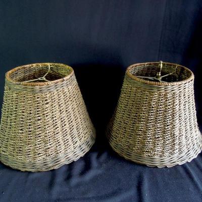 Lot 137: Five Assorted Lamp Shades Cloth, Wood, Rattan and Parchment
