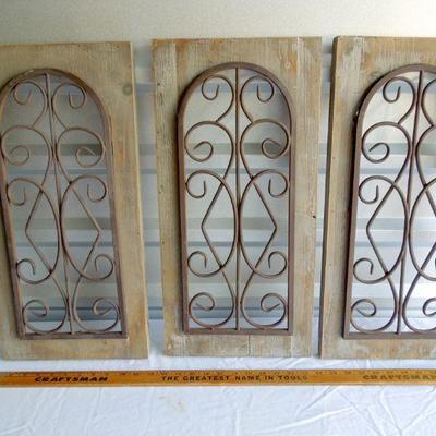 Lot 49: Three Iron and Wood Decorative Gothic Arch Panels
