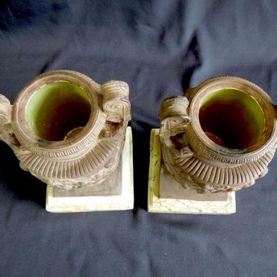Lot 118: Pair of Grecian Neoclassical Mounted Urn Vases