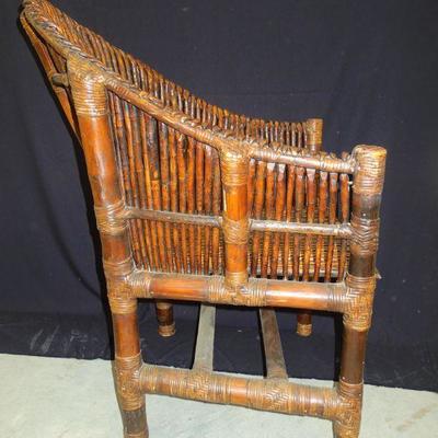 Lot 208: Mid Century Handmade Bamboo Cane Patio Chair