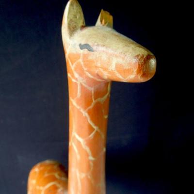 Lot 74: Painted Wood Giraffe Pull Toy