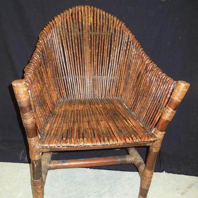 Lot 208: Mid Century Handmade Bamboo Cane Patio Chair