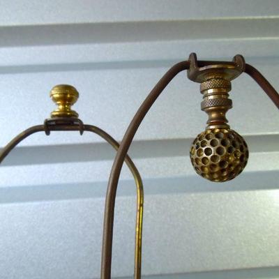 Lot 188: Pair of Pedestal Brass Urns Antique Lamps 20th Century