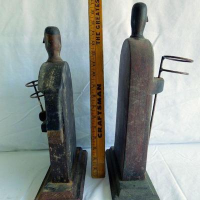 Lot 163: Pair Wood Priest Statues Mexican Folk Art 20th Century