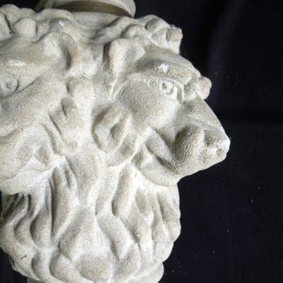Lot 135: Pair of Cement Lion Head Lamp Bases 20th Century Neoclassical