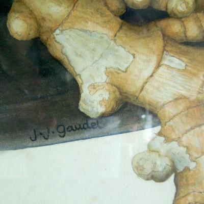 Lot 144: Framed Watercolor "Oriental Still Life" by J.J. Gandel
